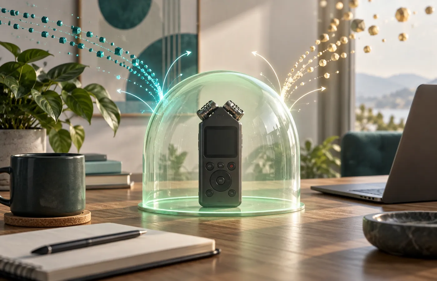 A recorder protected under a dome against cloud data flows