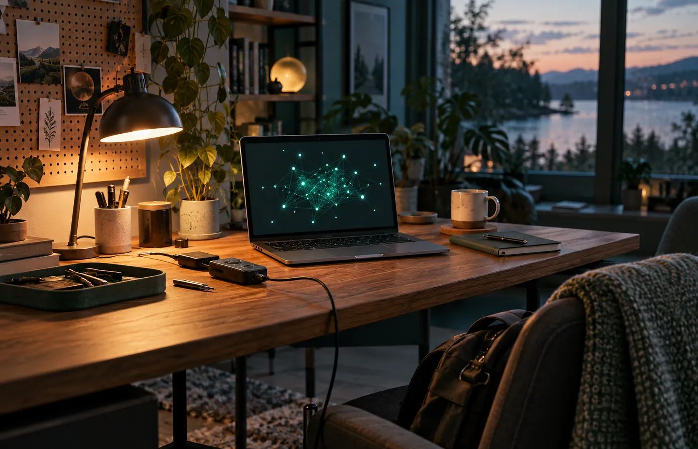 A tinkerer's desk with the pendant recorder and development tools