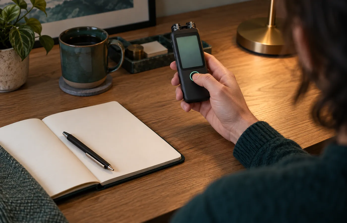 Navigating a recorder's touchscreen with one hand